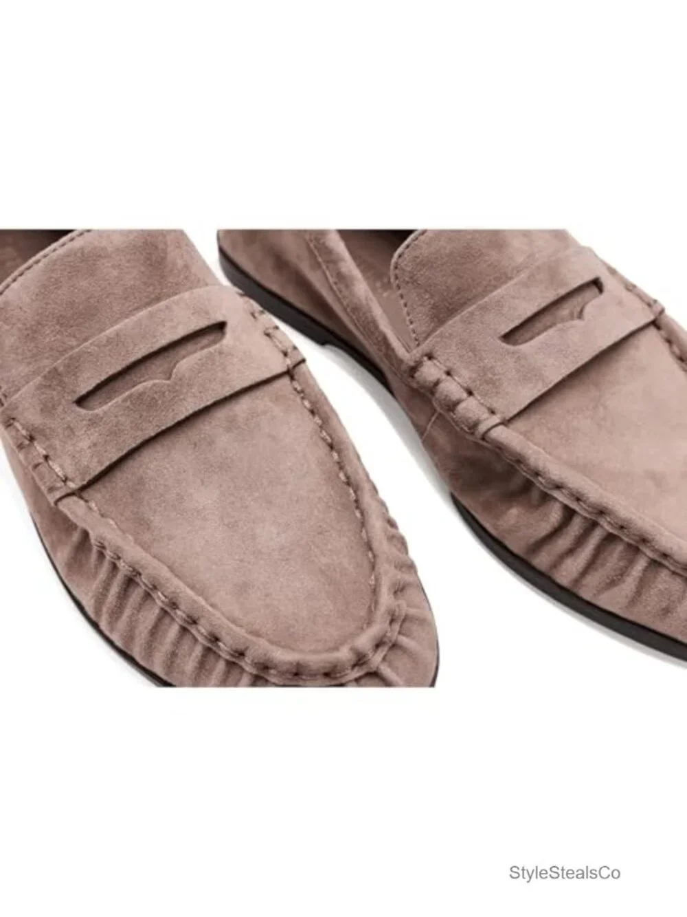 Suede Loafer Slip-On with Pull-On Closure, Round Toe